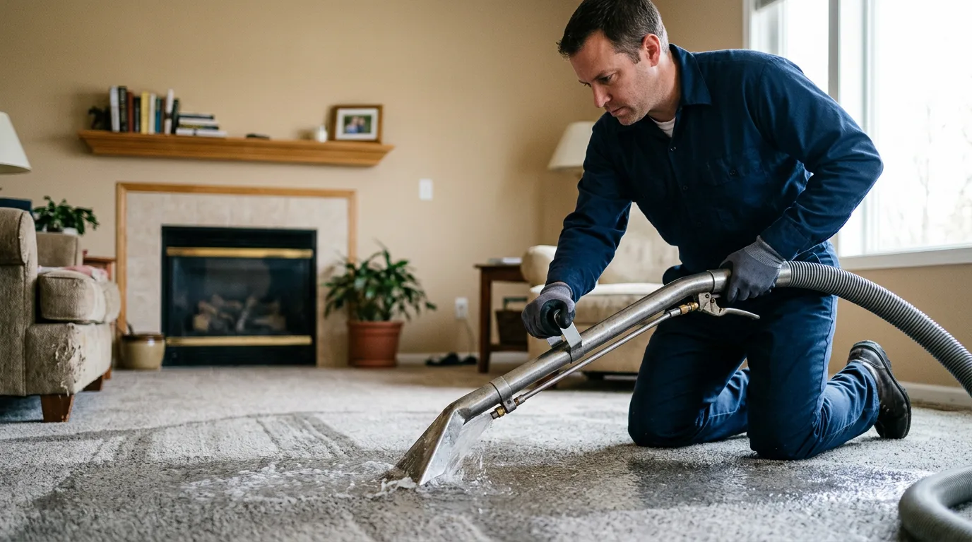 Water damage restoration technician working near Levering, MI